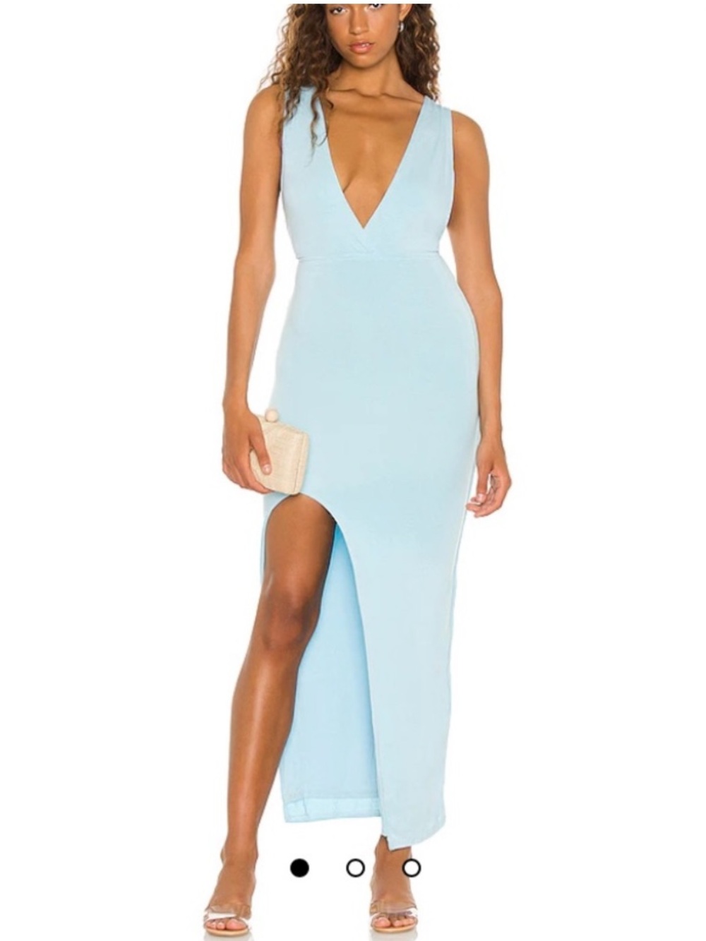 Superdown Erika Deep V Jersey Maxi Dress in Blue